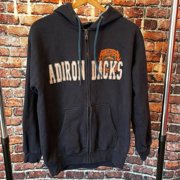 Prairie Mountain Adirondacks NY ADK zipper hoodie sweatshirt men’s medium navy - Picture 1 of 4